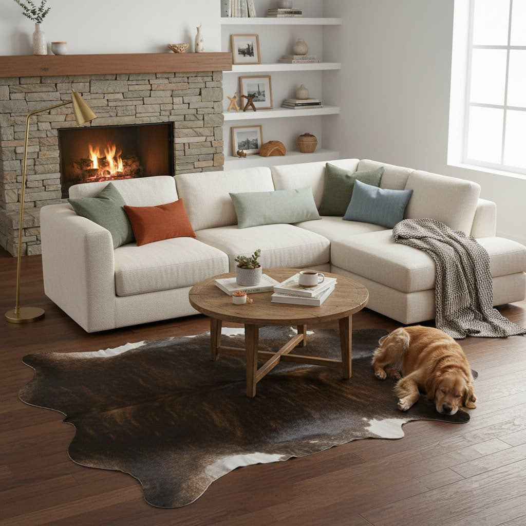 Cowhide Rug - Hair-On Brindle - Premium Quality Unique Patterns - Versatile Decorative Use - Durable Home Accent