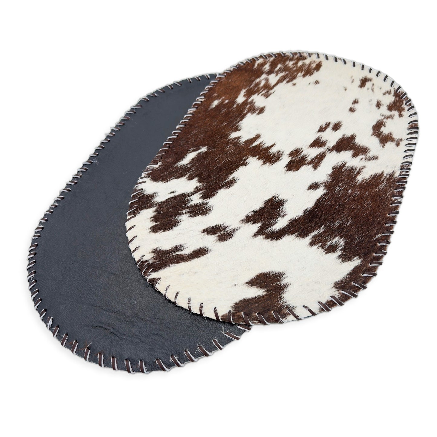 Authentic Cowhide Placemats & Coasters Oval Laced - Pick & Get Rustic Elegance for Your Table