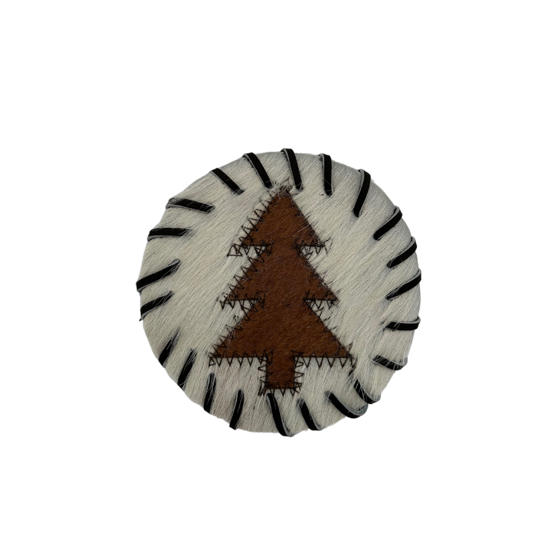 Cowhide Coasters - Rustic Leather Drink Protectors - Premium Hair-On Design - Durable Quality