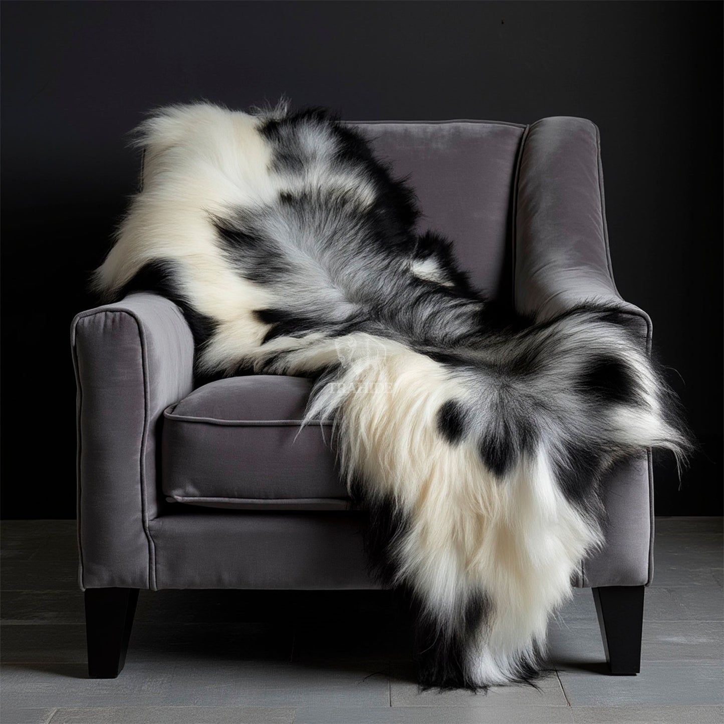 Luxury Norwegian Viking Heritage Sheepskin - Spotted Black & White Long-Hair