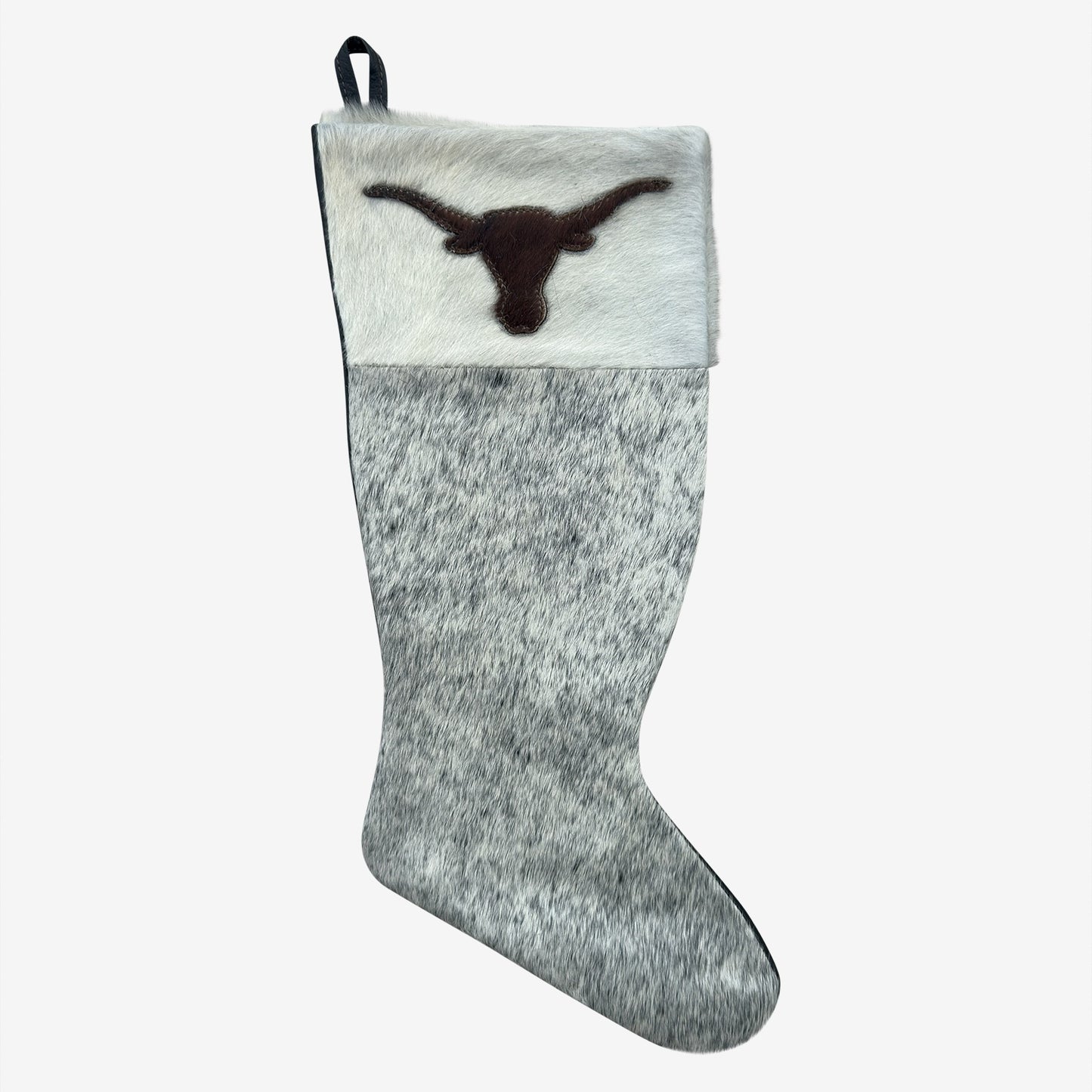 Cowhide Leather Stocking - Rustic Holiday Decor - Premium Large - Genuine Material