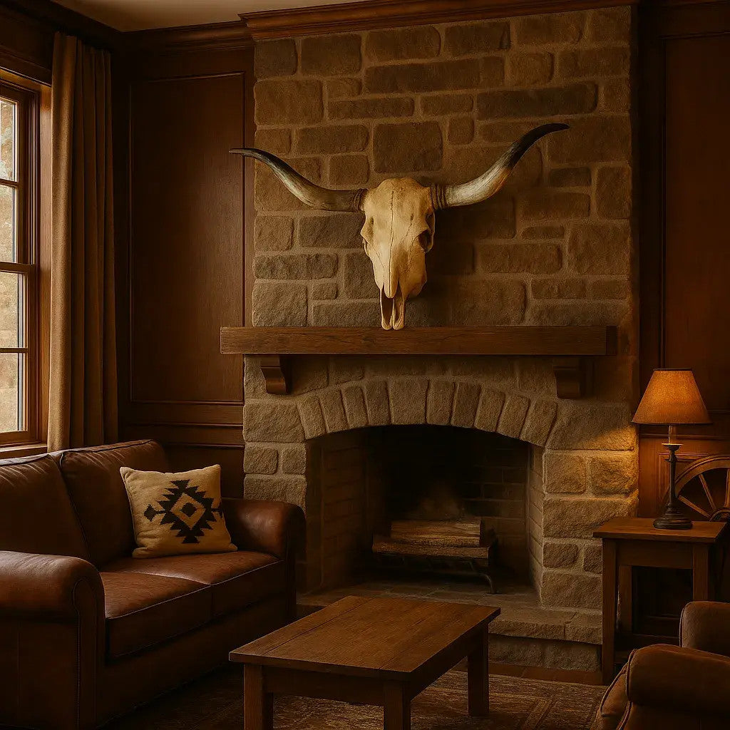 Authentic Texas Longhorn Skull | Real Bone with High-Polish Curved Horns – 4 ft Horn Span