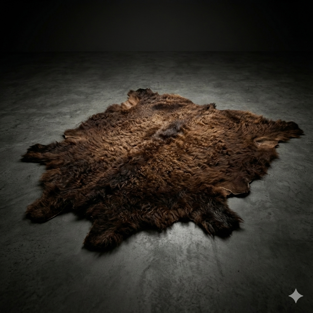 Buffalo/Bison Hair-On Hide Rug Extra Large | Signature First-Grade with Bonus Tricolor Cowhide Rug Medium