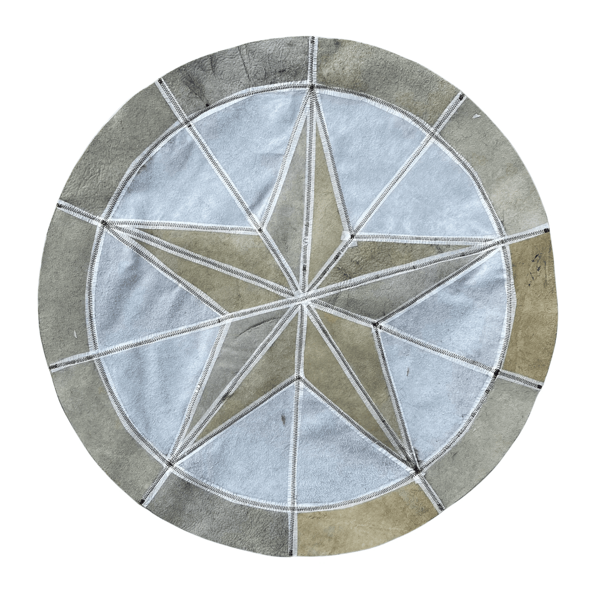 Bison Round Rug | Hair-On with Cowhide Border – Brown Speckled