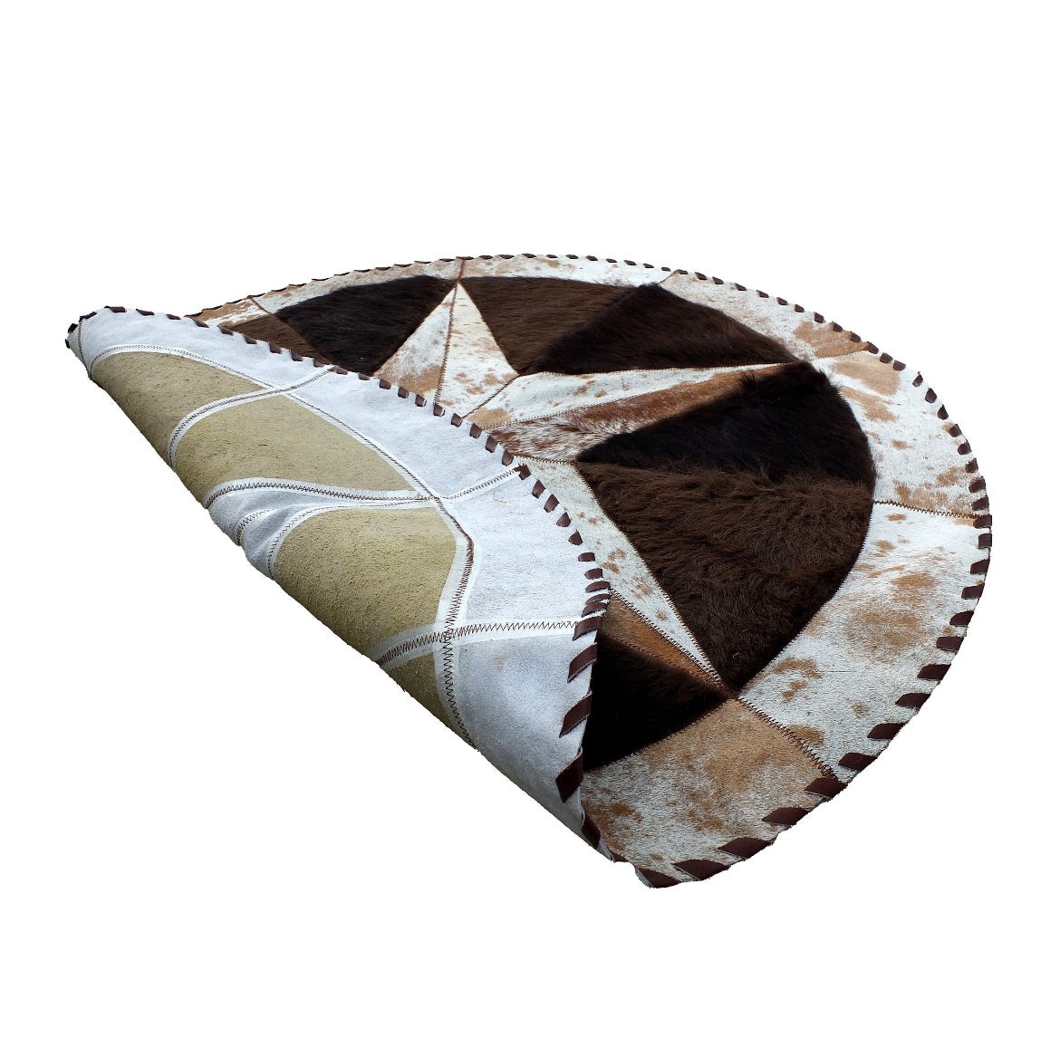 Cowhide Star Rug | Round with Bison Fill– Brown Speckled