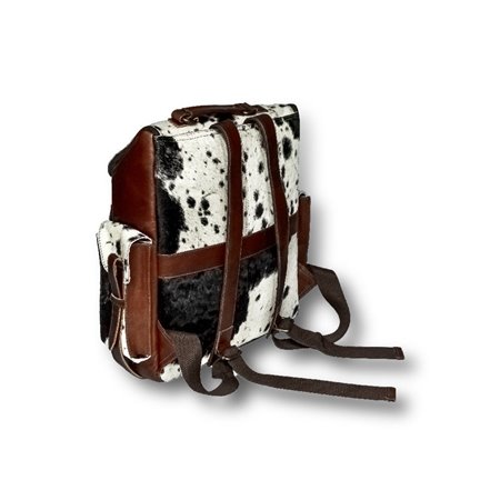 Leather Backpacks Combined With Hair On Cowhide Leather Brown