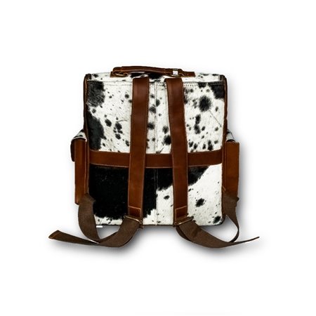 Leather Backpacks Combined With Hair On Cowhide Leather Brown