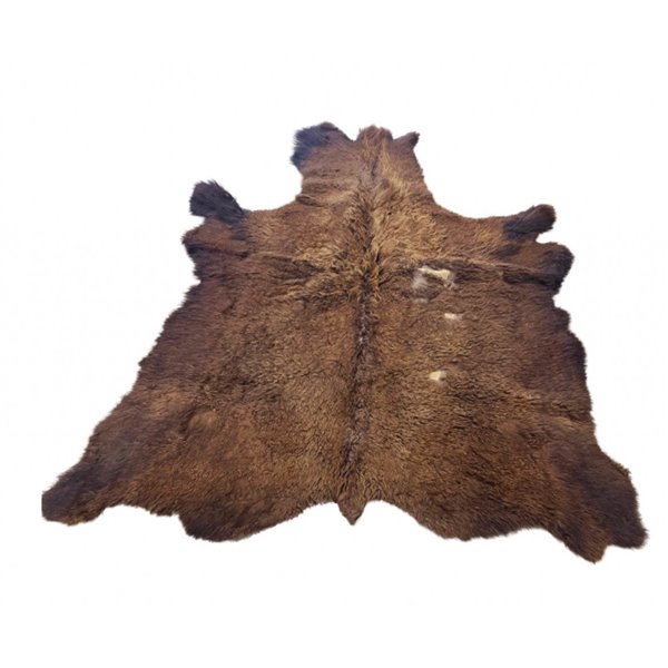 Bison Hide Rug - Hair-On Rustic Decor - Large Second Grade - Ethically Sourced