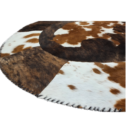 Trahide 3.5ft Round Cowhide Rug with Handcrafted Bison Inlay | Western Decor