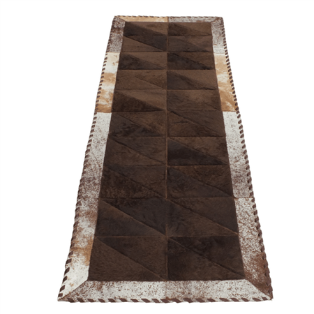 Star Patchwork Bison-Cowhide Rug 2 x 6 Feet