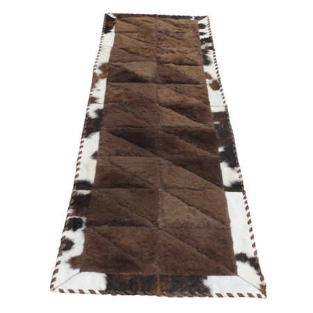 Star Patchwork Bison-Cowhide Rug 2 x 6 Feet