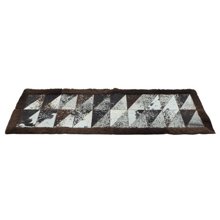 Rectangular Patchwork Rug with Cowhides & Bison Borders 2 x 6 Feet