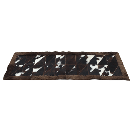 Rectangular Patchwork Rug with Cowhides & Bison Borders 2 x 6 Feet