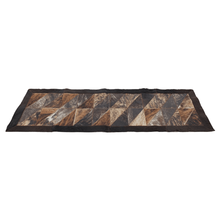 Rectangular Patchwork Rug with Cowhides & Bison Borders 2 x 6 Feet