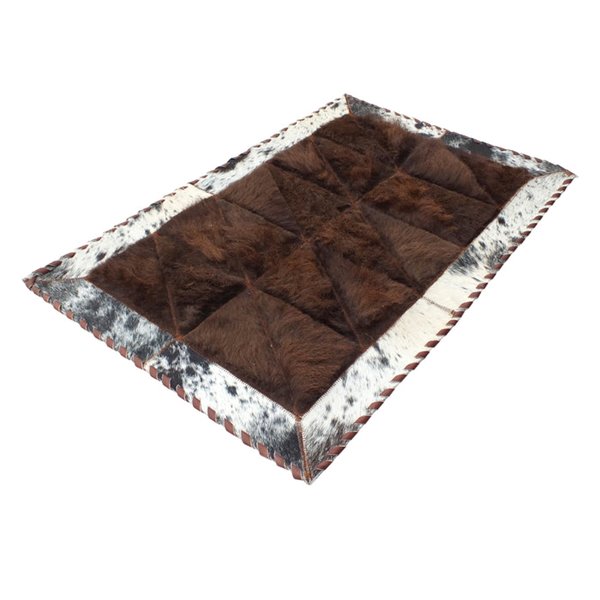 Cowhide Rug Hair-On Patchwork - Rustic Home Decor 2x3 Feet - Premium Quality