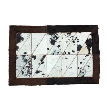 TRAHIDE - Rectangular Patchwork Rug - Cow Hide Center with Bison Borders - 2x3 Feet - Premium Quality - Rustic Home Decor