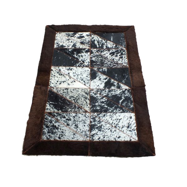 Cowhide Rug Patchwork Rectangular - Rustic Decor - Premium Quality 2x3 Feet