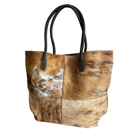 Cowhide Tote Bag Patch & Solid Design