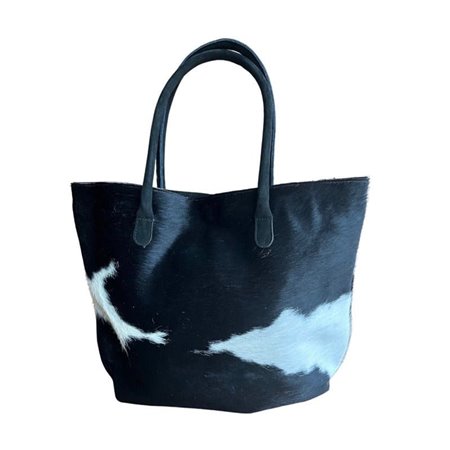 Cowhide Tote Bag Patch & Solid Design