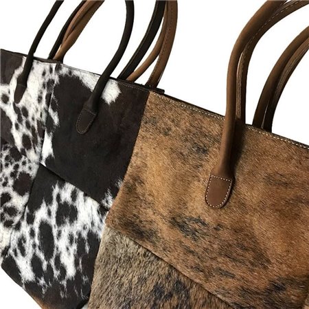 Cowhide Tote Bag Patch & Solid Design