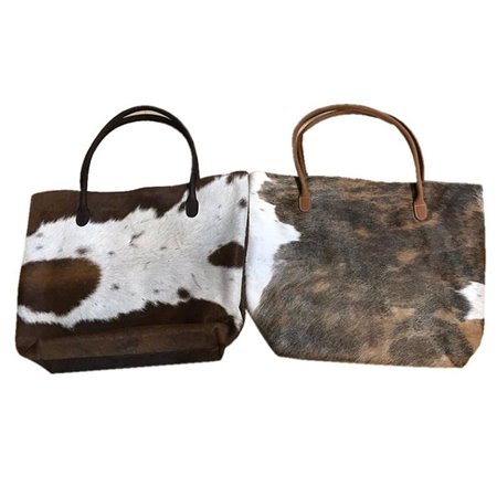 Cowhide Tote Bag Patch & Solid Design