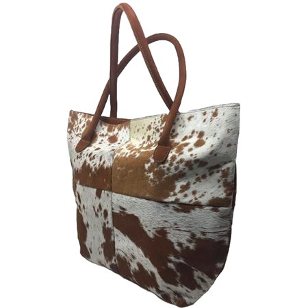 Cowhide Tote Bag Patch & Solid Design