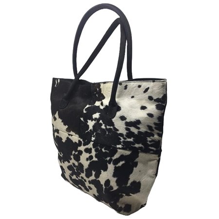 Cowhide Tote Bag Patch & Solid Design