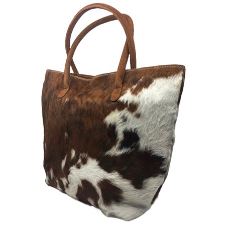 Cowhide Tote Bag Patch & Solid Design