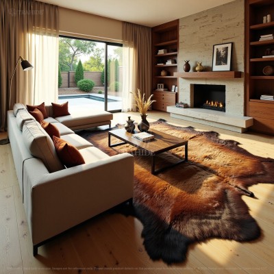 Extra Large Bison Hair-On Hide Rug/Blanket 8x7 ft | Premium Natural | TRAHIDE