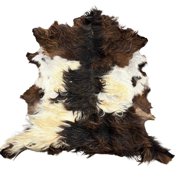 Goat Hair-On Rawhide Rug - Premium Decorative Upholstery - Natural Color - 60x40 Inches