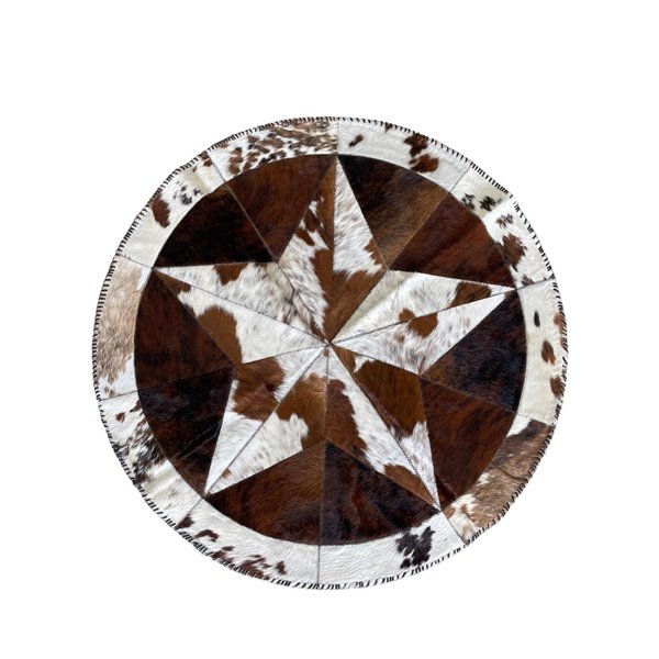 Cowhide Rug - Hair-On Decorative Star Shaped Round - Premium Quality - Luxurious Durable Accent