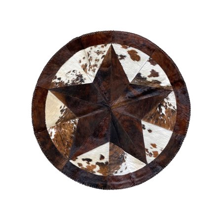 Hair On Cowhide Rug Star Shaped Round Design