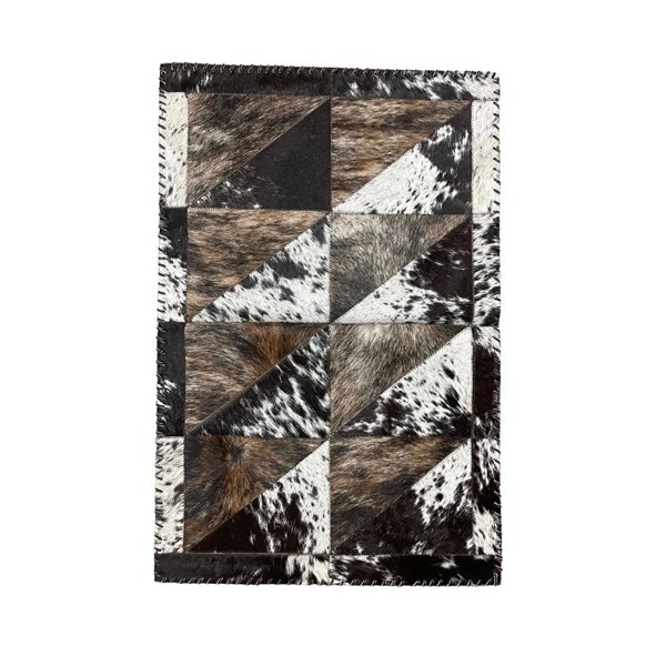 Cowhide Rug Hair-On Luxurious Patchwork - Durable Rectangular Design - Various Sizes