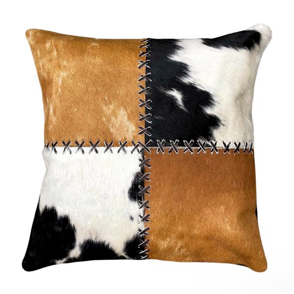 Cowhide Pillow - Decorative Patchwork Accent - Luxurious Durable Design - Various Sizes