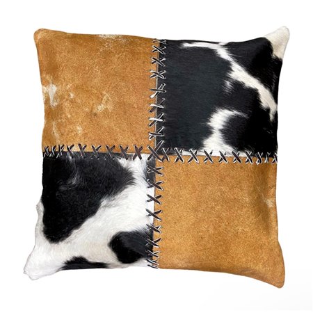 Cowhide Pillow Patchwork Square