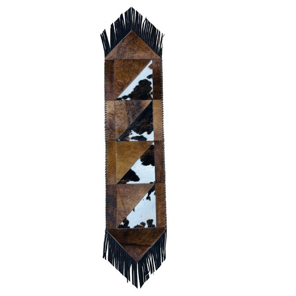 Cowhide Table Runner - Hair-On Decorative Accent - Premium Fringed Design - Luxurious Quality