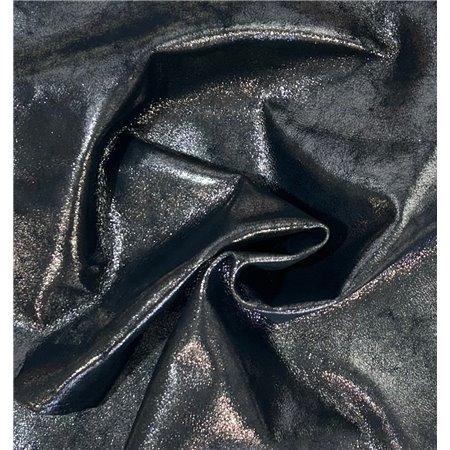 Italian Goat Leather Glossy Distressed Black