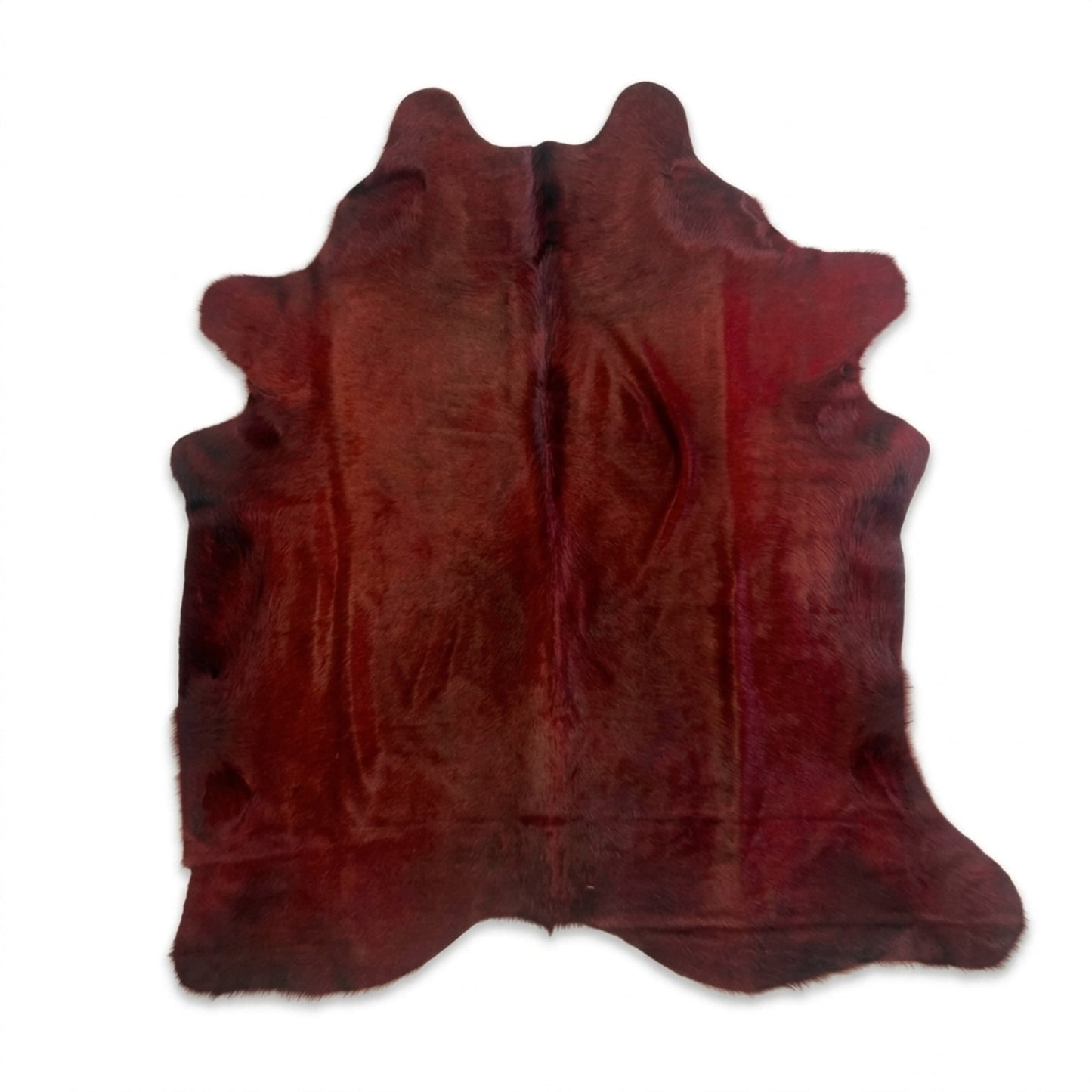 Cowhide Rug | Red Dyed Hair-On – 6x5 Ft Single Hide — front view on white background