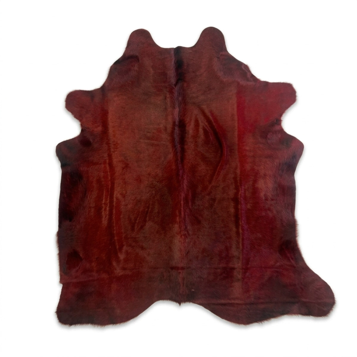 Cowhide Rug | Red Dyed Hair-On – 6x5 Ft Single Hide — front view on white background