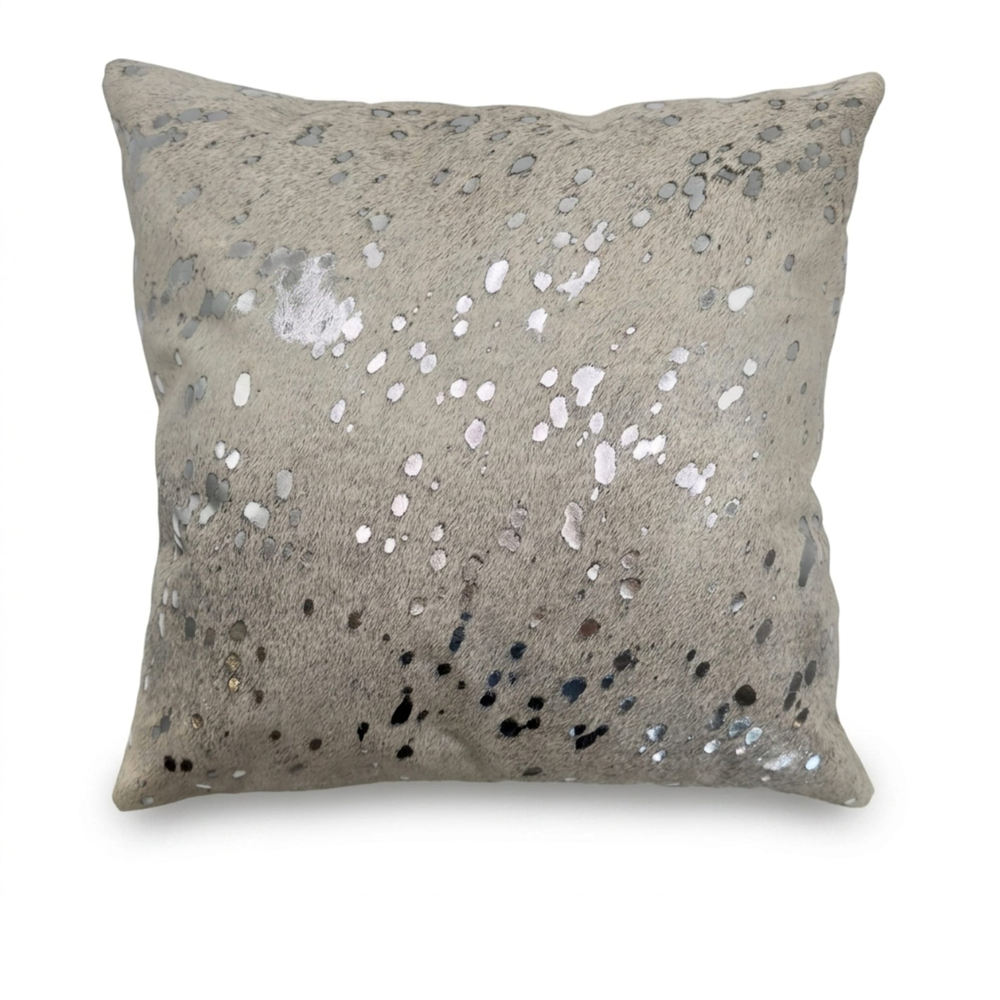 Cowhide Pillow | Metallic White Hair-On – 20x20 in