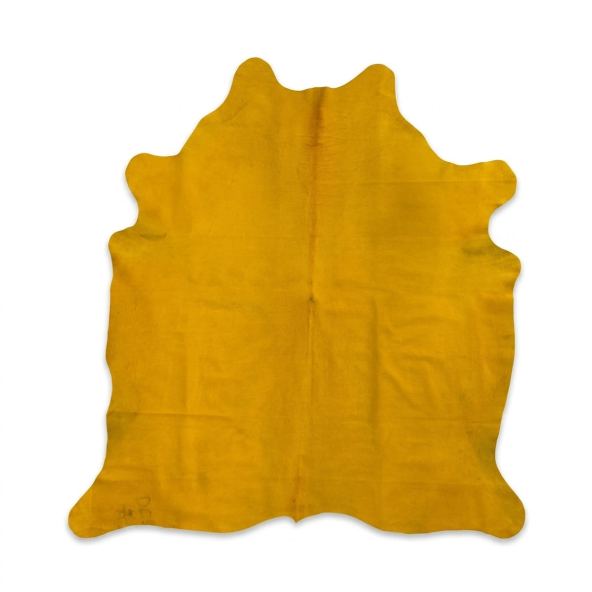Cowhide Rug | Solid Yellow Hair-On – Large 7x6 Ft — front view on white background