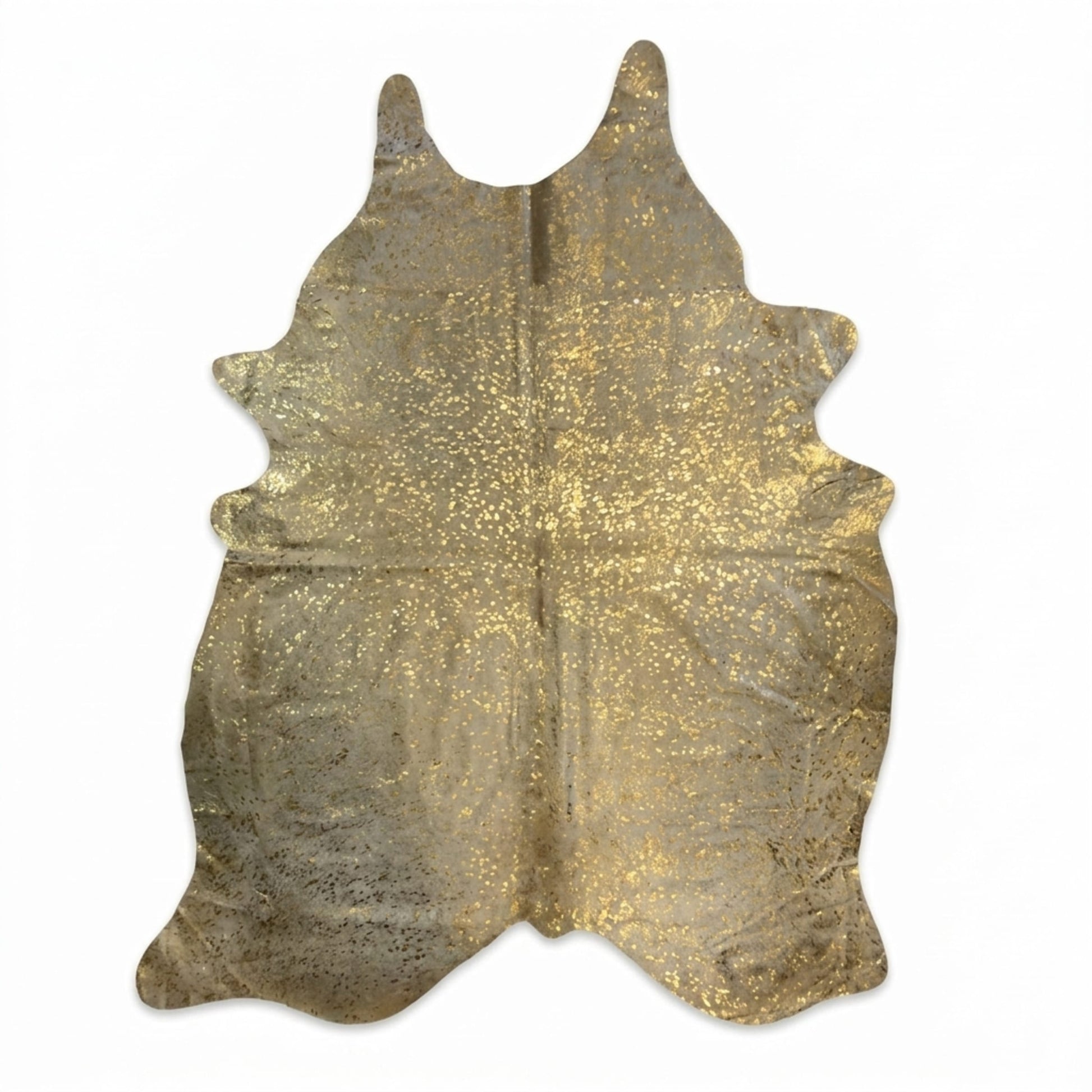 Cowhide Hair-On Rug | Colombian Metallic Gold Acid Wash Large — front view on white background
