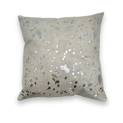 Cowhide Pillow | Metallic White Hair-On – 20x20 in