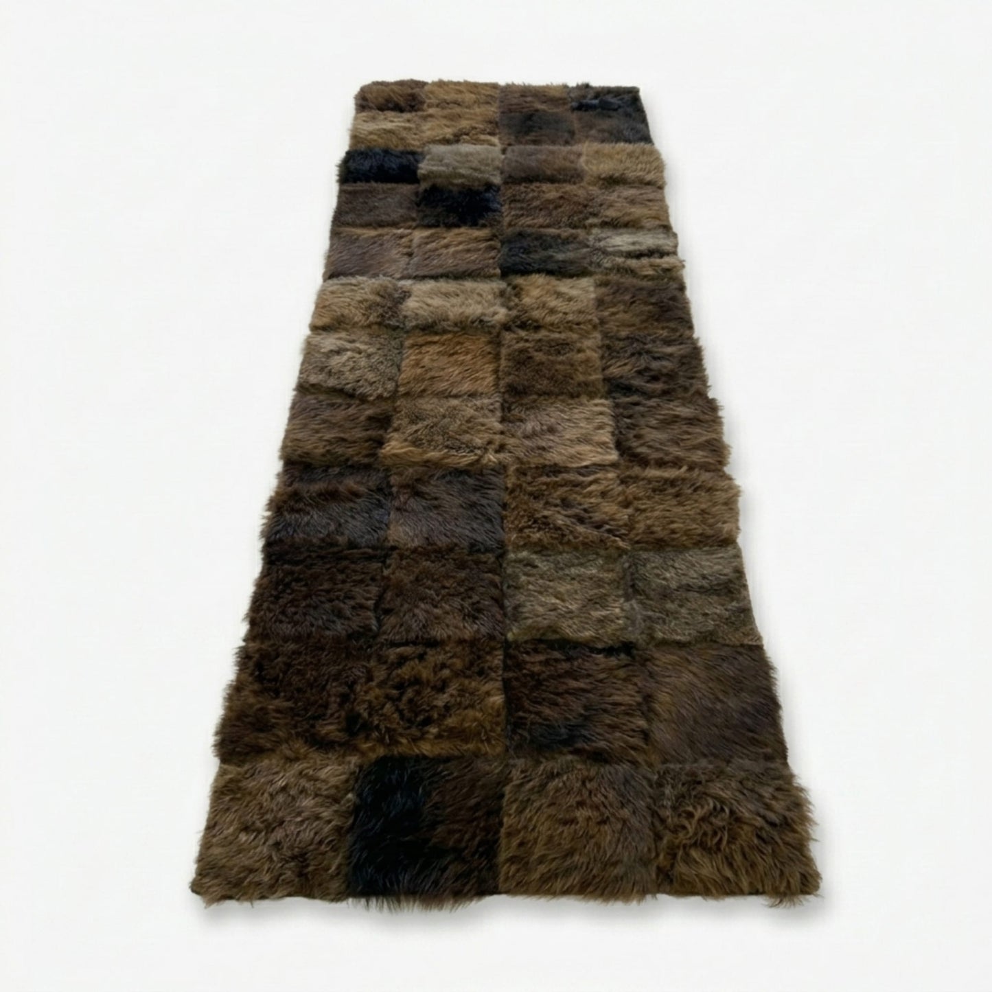 Bison Hide Rug | Hair-On 2x6 Ft – Natural American Buffalo — three-quarter angle view on white