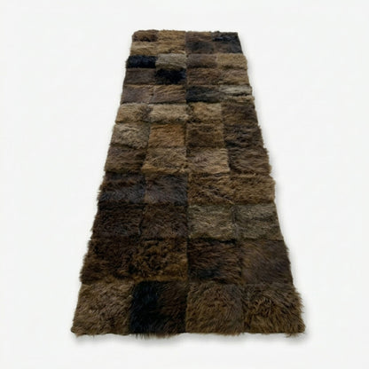 Bison Hide Rug | Hair-On 2x6 Ft – Natural American Buffalo — three-quarter angle view on white