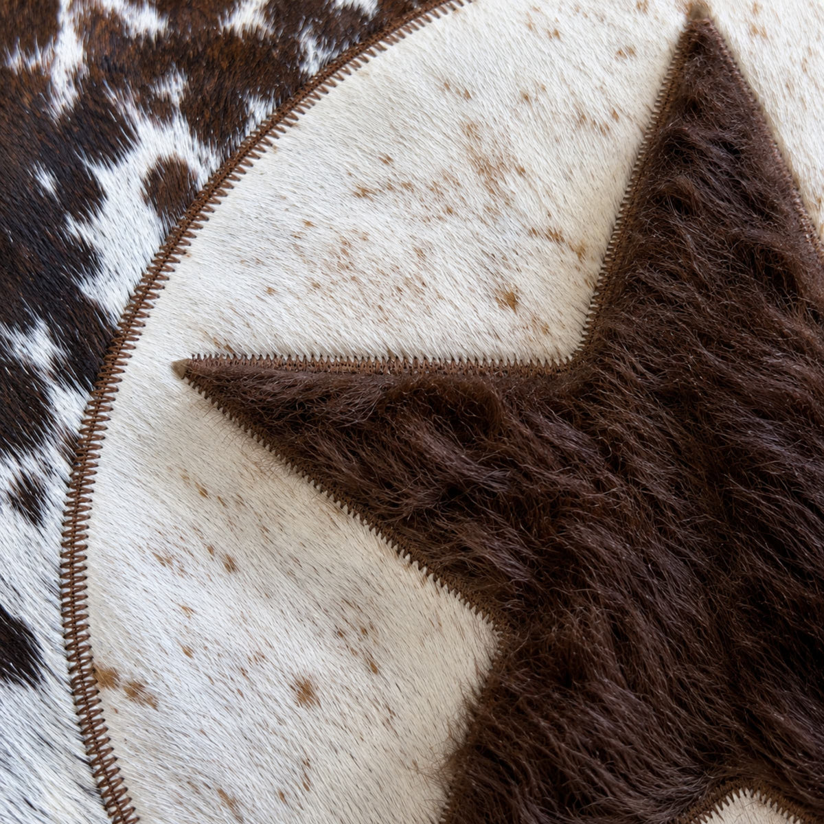 Bison & Cowhide Pillow Cover | Tricolor Hair-On – Black & Brown Speckled, 20 x 20 In — close-up of the surface texture
