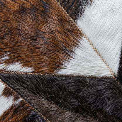 Cowhide Christmas Tree Skirt | Tricolor – 3.5 & 5 Ft — close-up of the surface texture