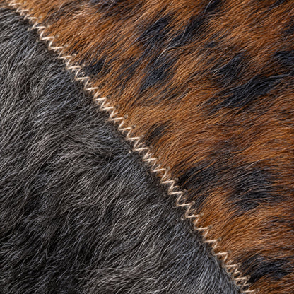 Cowhide Christmas Tree Skirt | Brindle Hair-On – Round 3.5 Ft — close-up of the surface texture