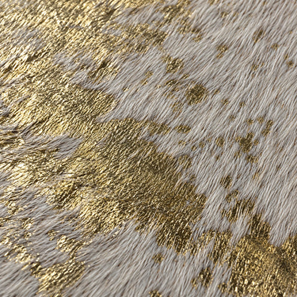 Cowhide Table Runner | Gold Acid-Washed Hair-On – Brazilian Patchwork — close-up of the surface texture