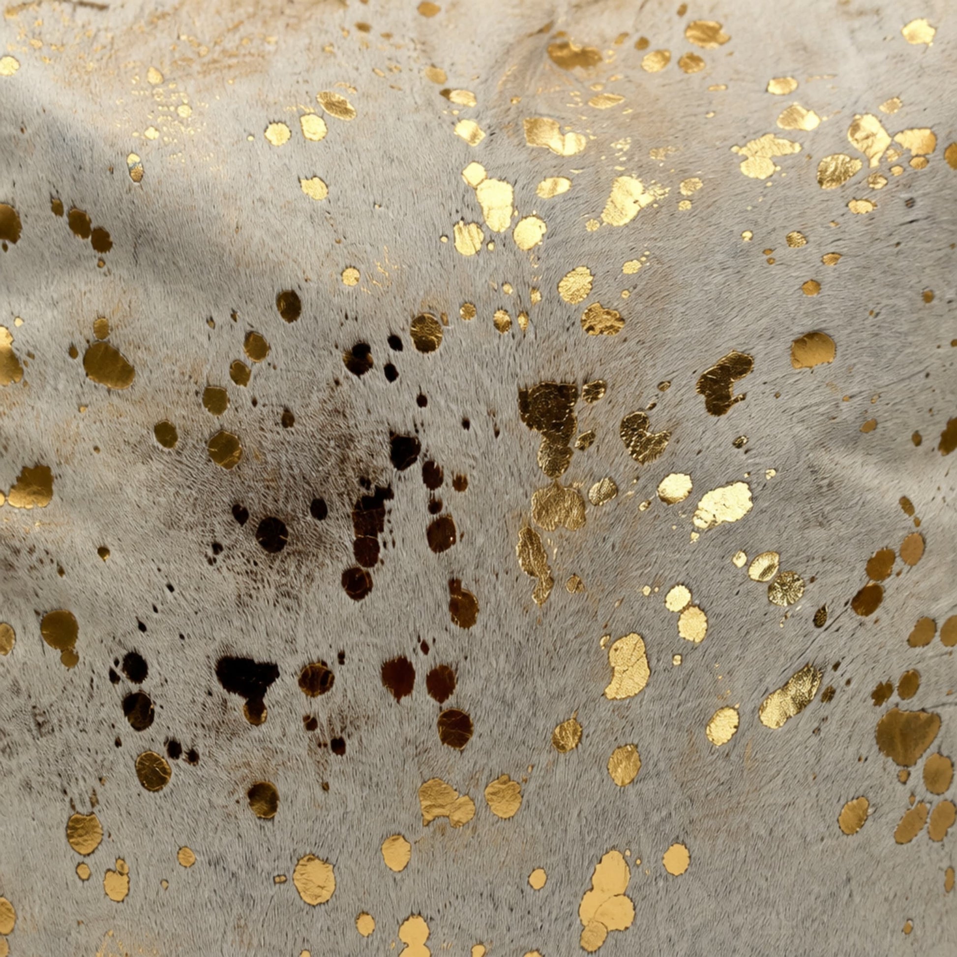 Cowhide Pillow Cover | Metallic Gold & Beige – Hair-On 20x20 — close-up of the surface texture